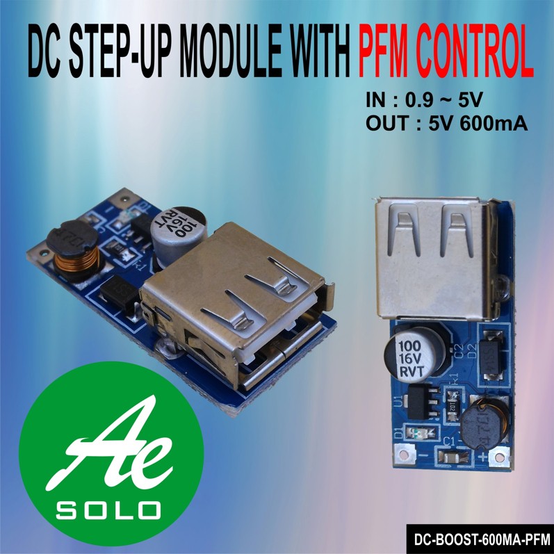 DC-DC Step-Up Module In : 0.9-5VDC Out : 5V 600mA with PFM Control