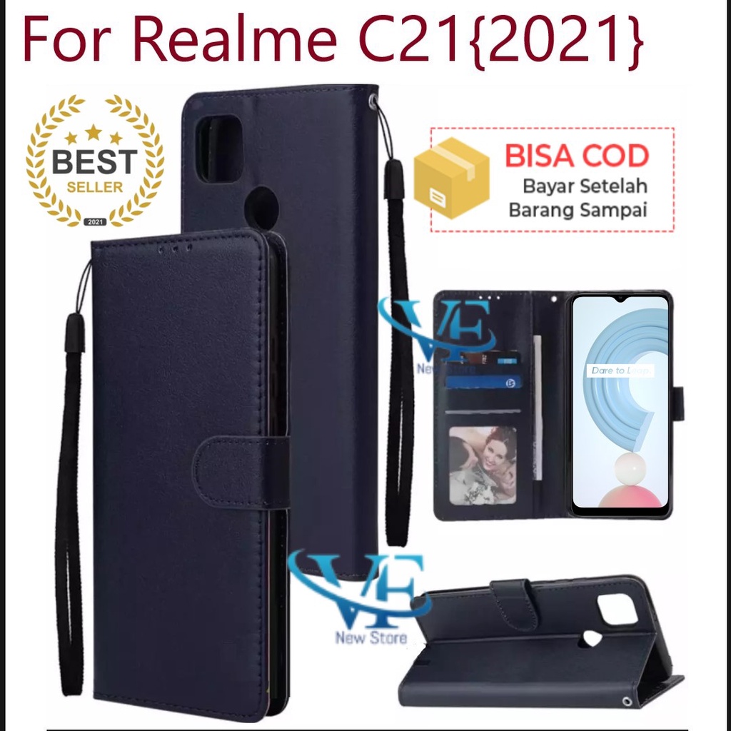 DOMPET HP UNTUK  REALME C21 {2021} /LEATHER FLIP CASE  REALME C21 {2021}