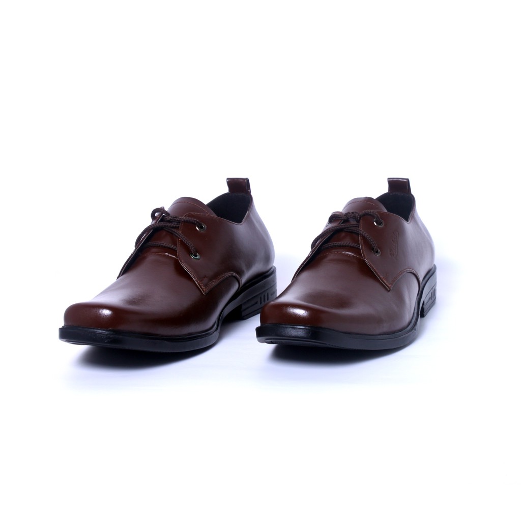 Sepatu Formal Pria Kulit Asli Rasheda M 05 Pantofel  Coklat Bertali Big size