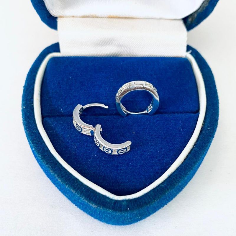 Anting cor mata2 ukir, Perak 925, Sepuh Emas Putih, 80.000/pcs