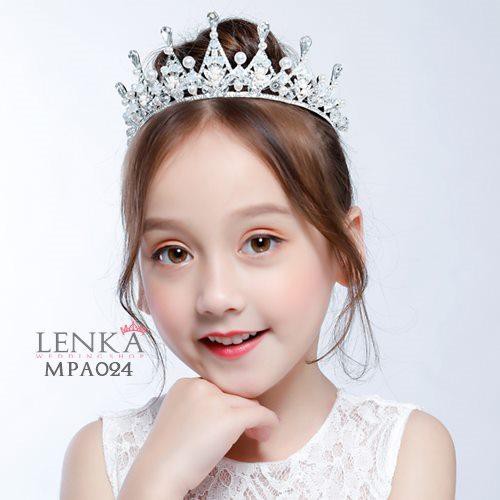 Aksesoris Mahkota Crystal Anak l Crown Mutiara Pesta Putri Lenka - MPA024