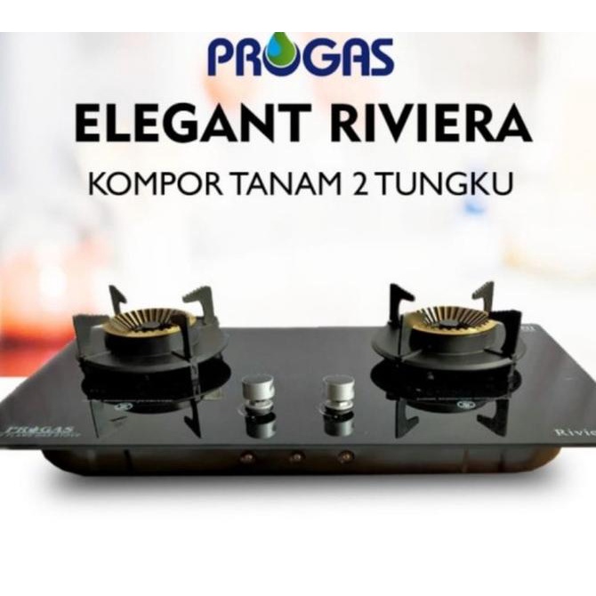 [ Progas ] Kompor Tanam Kaca Progas Elegant Riviera Tanam 2 Tungku Putri5Os