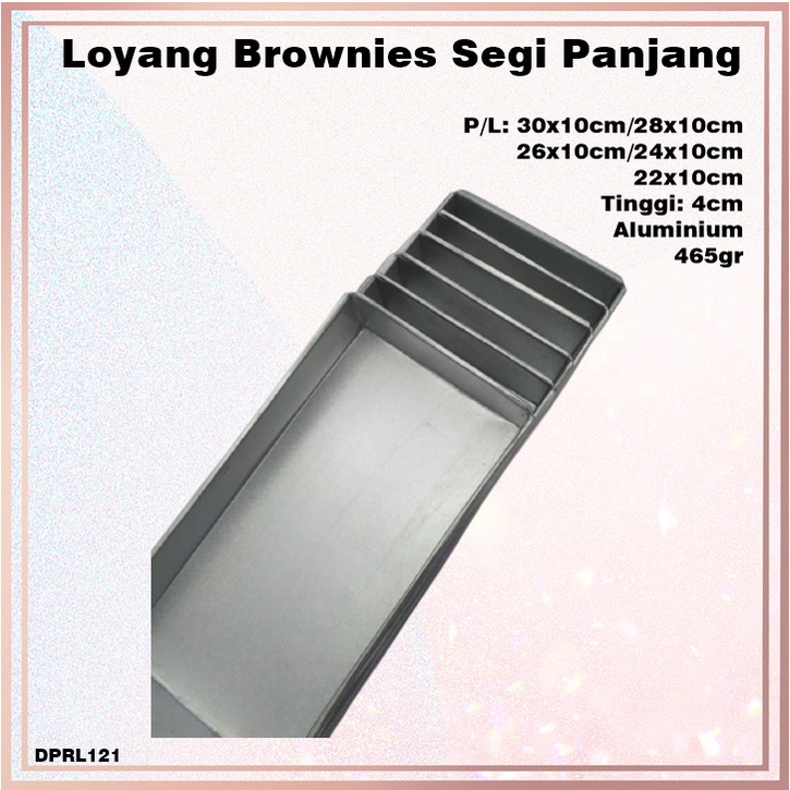 [Set 5pcs] Loyang Kue/Brownies Segi Panjang  Oven Aluminium T:4cm