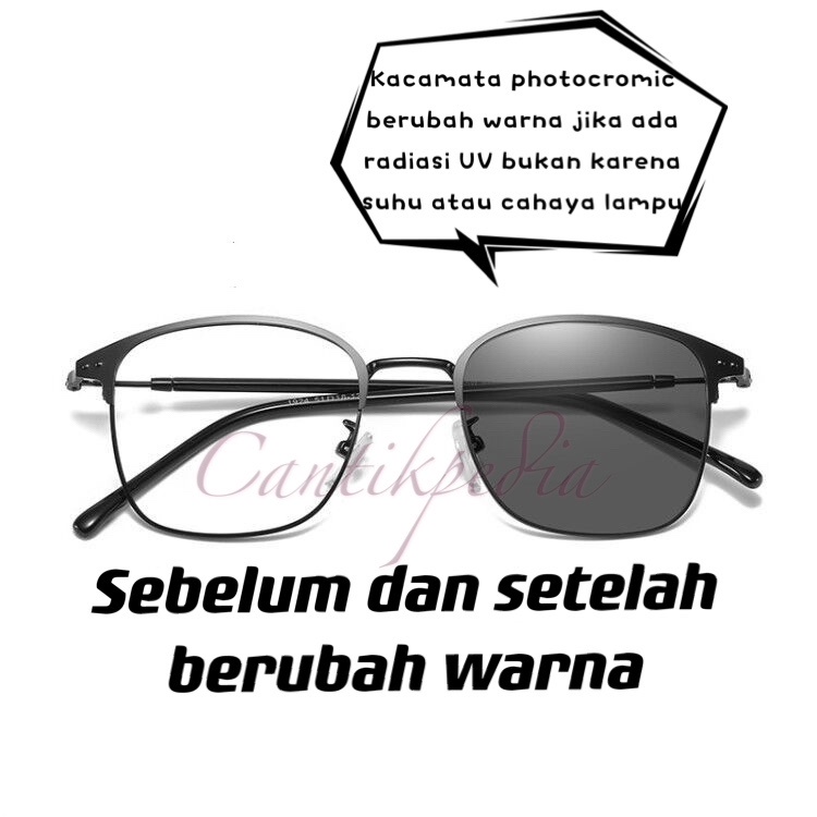 [MURAH LEBAY] KACAMATA PHOTOCROMIC WANITA PHOTOCHROMIC PRIA LENSA 2 1N 1 FRAME PREMIUM ANTI UV 9180