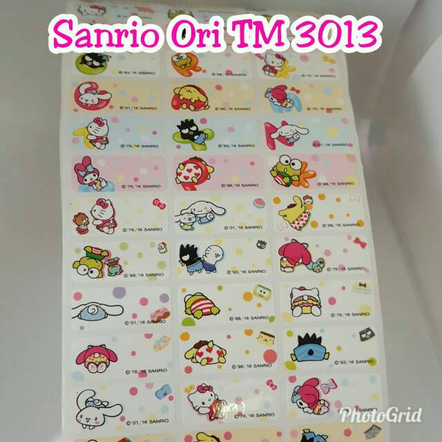 

Label nama waterproof sanrio ori