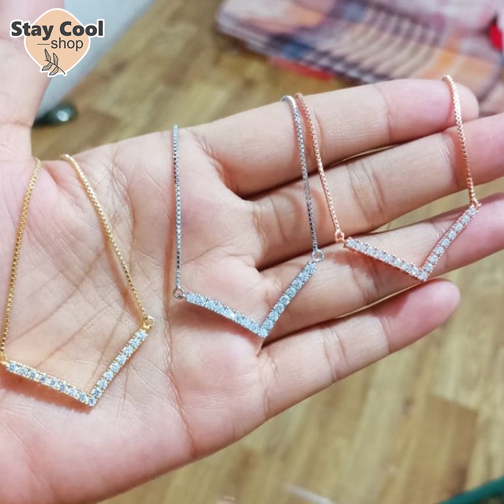 Kalung Viral Fuji / Kalung Wanita Bahan Titanium / Aksesoris Fashion Wanita Bahan Titanium