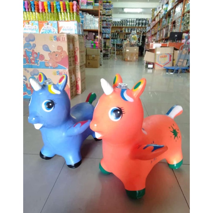 MAINAN ANAK ANIMAL JUMPING HEWAN KARET KUDA RUSA SAPI UNICORN KARET BAGUS