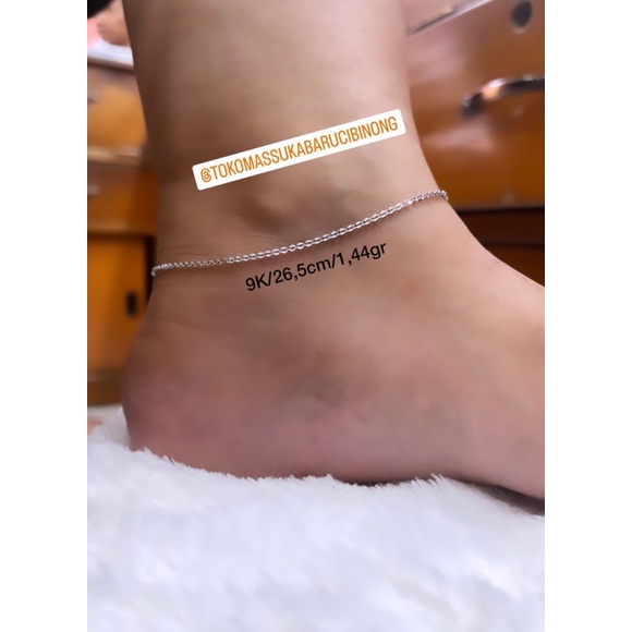 Gelang Kaki Model Fashion Mas Putih 420/9K (EMAS ASLI)