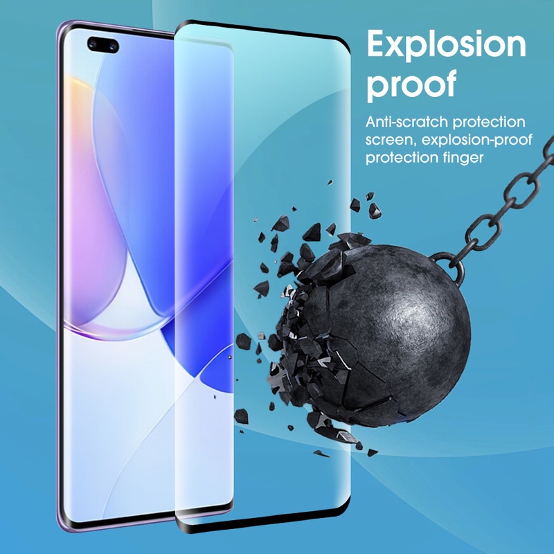 Pelindung Layar Tempered Glass Full Cover Anti Gores / Jatuh Untuk Huawei Nova 9 / 9Pro