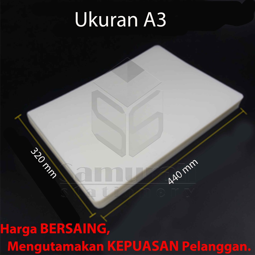

Plastik Laminating Film A3 Amanda 100 Micron - isi 100 lembar 320 x 440 mm / Per Pak