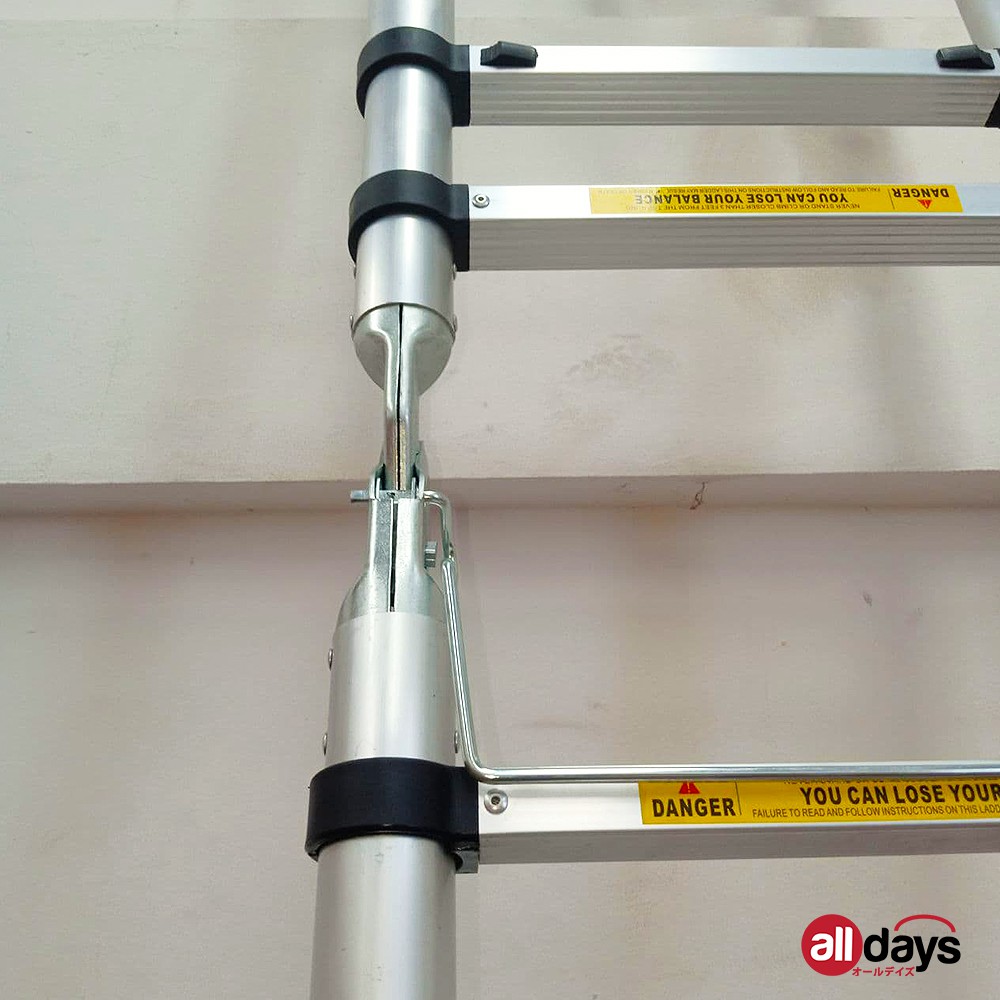 Alldays 2 in 1 Tangga Lipat Teleskopik DOUBLE STRAIGHTABLE 2,8 + 2,8 METER Alumunium Ladder Bahan Kuat, Praktis, Simple