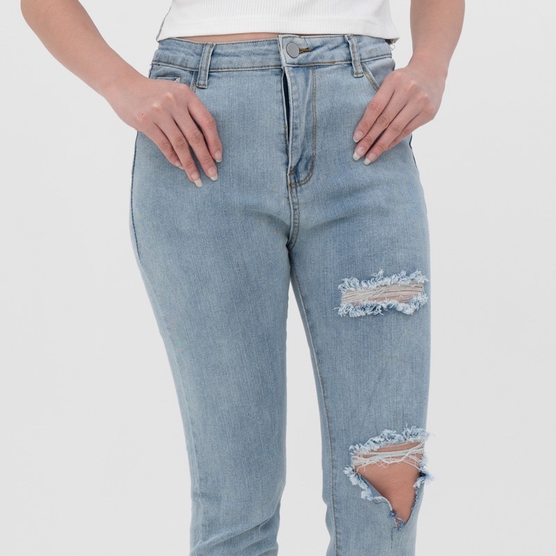 VIERLIN - Jeans 1230 - HIGH WAIST SKINNY RIPPED JEANS ROBEK MELAR