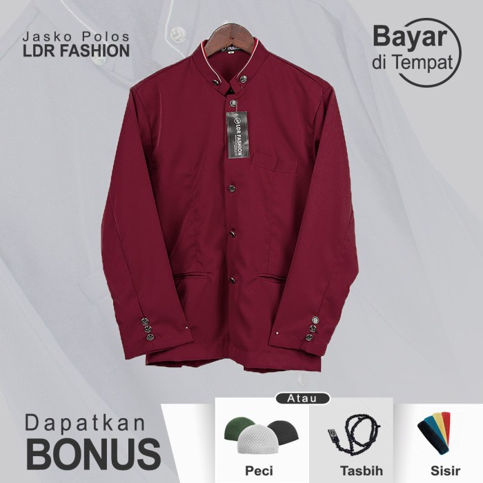 Baju Koko - Jasko Polos Putih Elegan - M, Merah