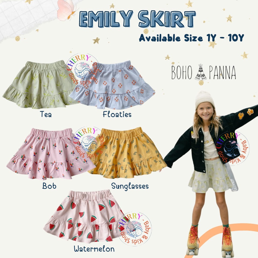 BOHOPANNA Emily Skirt 1 - 10 Tahun Rok Anak Emily Match Rok Anak Perempuan CBKS