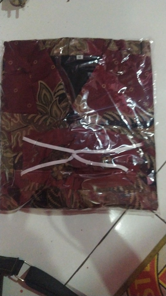 Baju Batik Pria Lapis Furing Lengan Panjang Katesan Merah Batik Solo