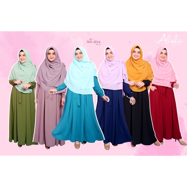 Jual Gamis Set Hijab Alula Dress Zahra Khimar Antalya Hijab Gamis