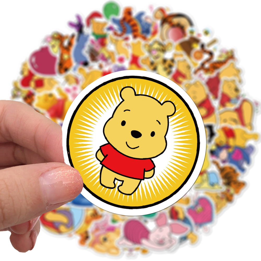 50pcs Stiker Kartun Winnie the Pooh Untuk Dekorasi Koper / laptop