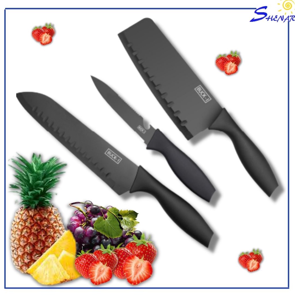 SHENAR , PISAU DAPUR 3 SET SERBAGUNA MULTIFUNGSI SET PISAU DAPUR ALAT PEMOTONG DAGING SAYURAN BUAH PENGUPAS KITCHEN KNIFE SET PISAU KERAMIK HIGH QUALITY- BISA COD