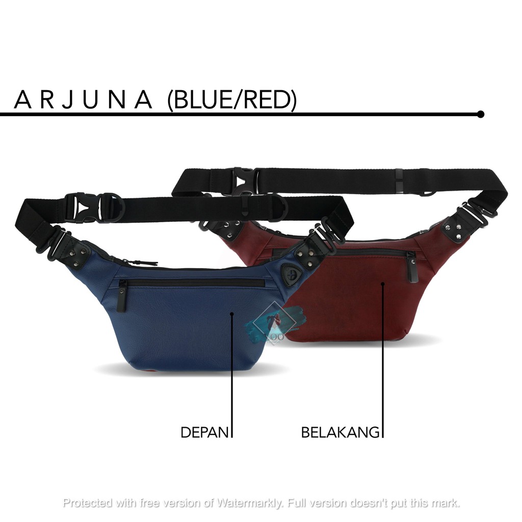 Tas Bahu Kualitas Premium ARJUNES Waistbag Pria / Wanita Tersedia 5 Varian Warna 2 Sisi Bolak Balik