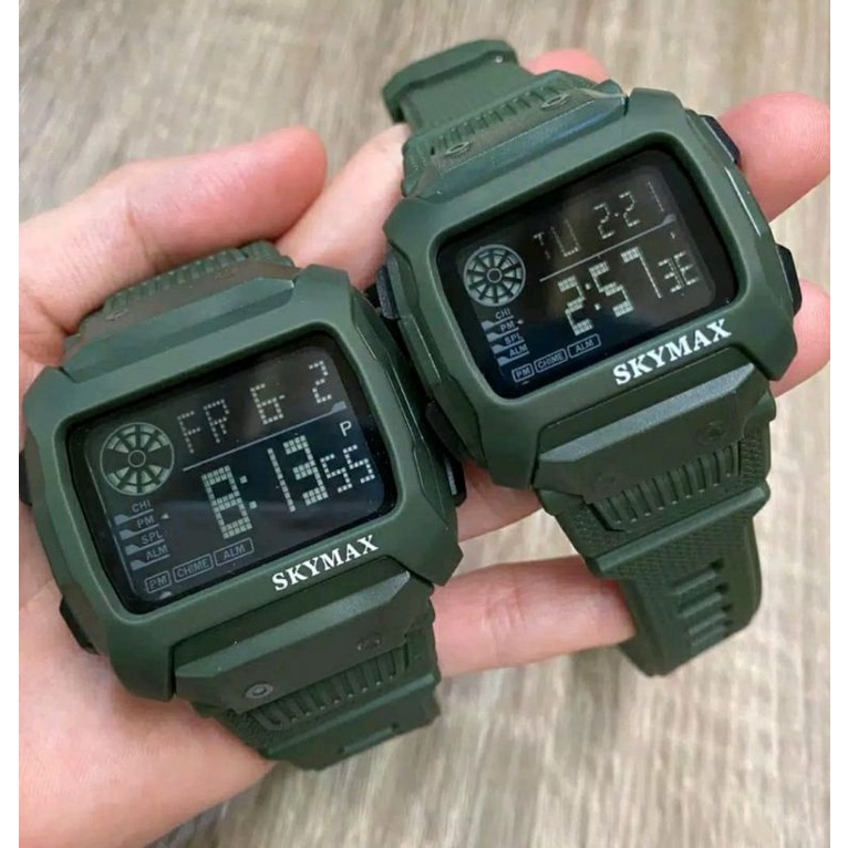 Jam Tangan Skymax Couple Pria Wanita Satuan Set Modal Kotak Anti Air Ori Bisa COD