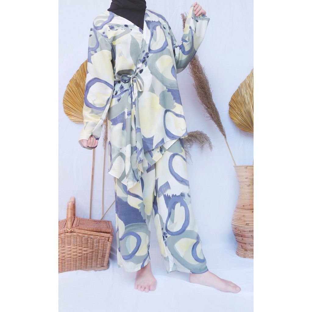 Kimono Set / Piyama Set Kimono / Daily Set / One Set Rayon / Baju Tidur Kimono Wanita