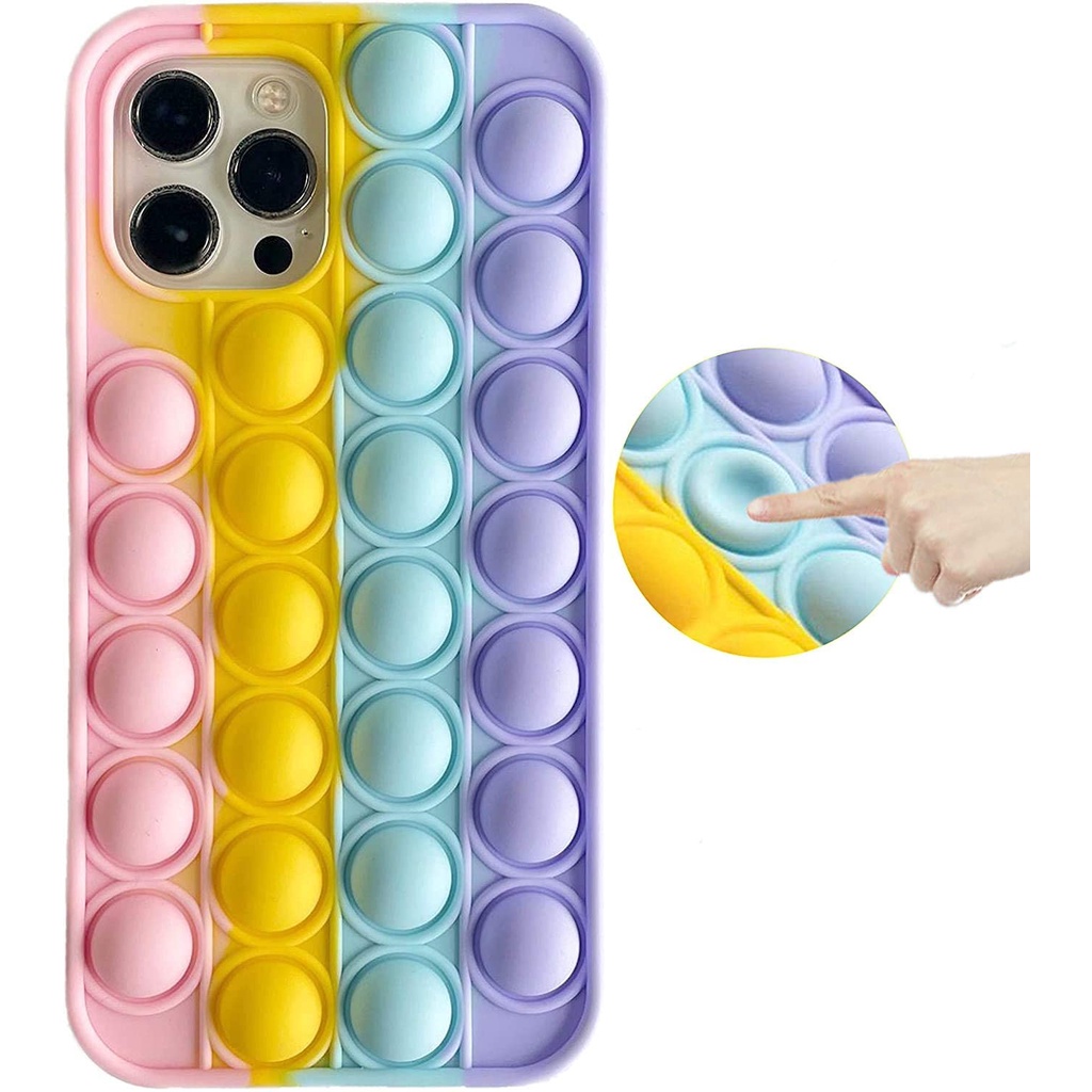 Reliver Stress Pop Fidget Toys Push It Bubble Case for Xiaomi Poco F3 Mi 9T Redmi Note 9S Note 9 Pro Note 8 Note 7 Antistress Game Cover Adult Kids WX