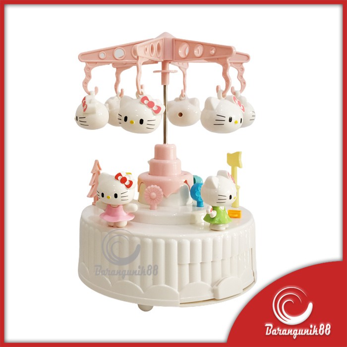 Kotak Musik Model Kue Carousel Komidi Putar HK Pink Cake Music Box 6627