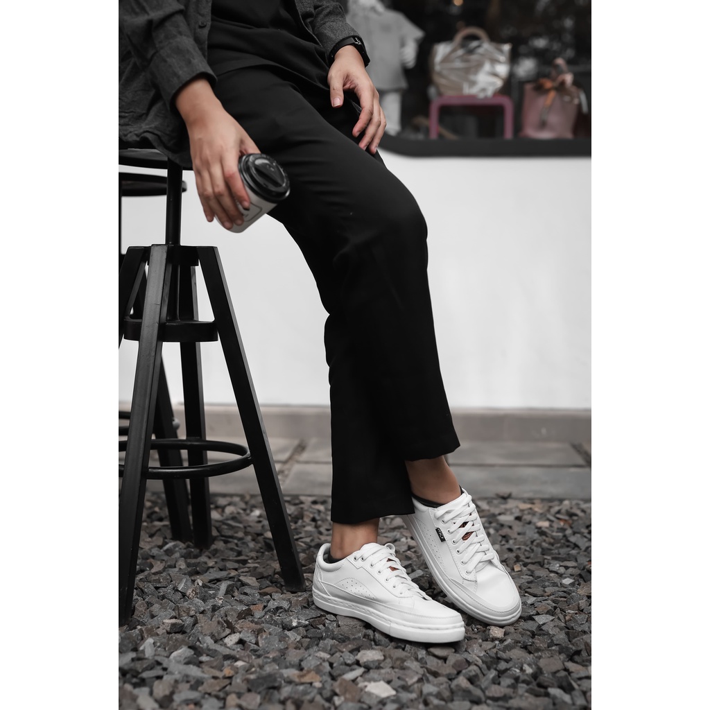 Jose - Sepatu Putih Sneakers Pria Casual Polos Kulit Unisex Original