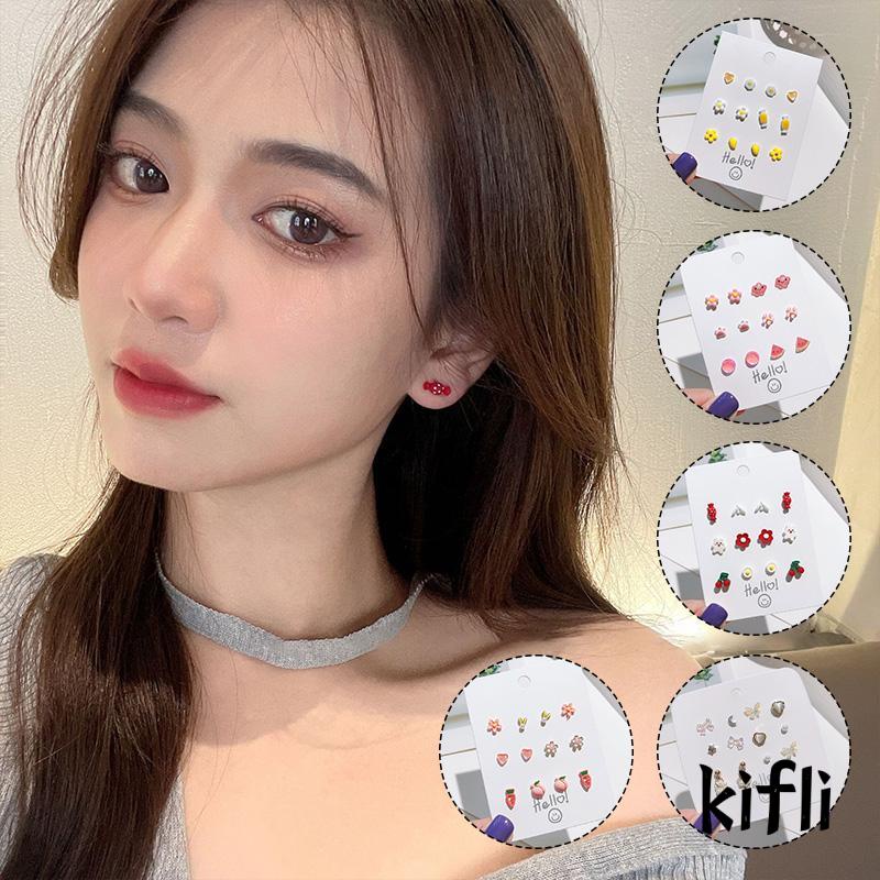 6 Pasang Anting Tusuk,Bahan Keramik,Untuk Wanita