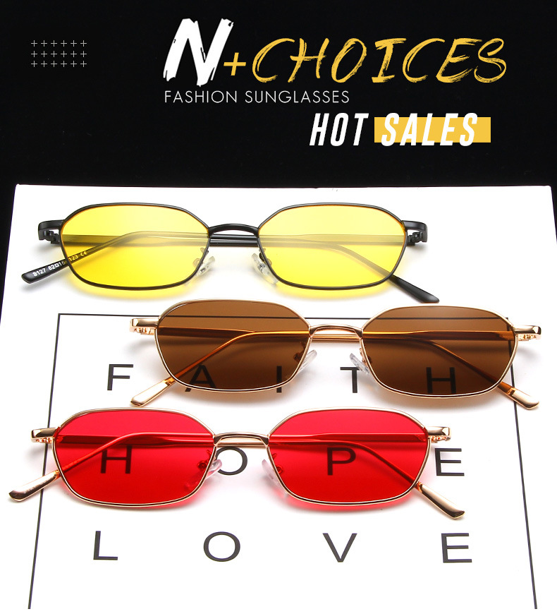 Kacamata hiphop Ins gaya Sunglasses Retro Personality Polygon wanita pria