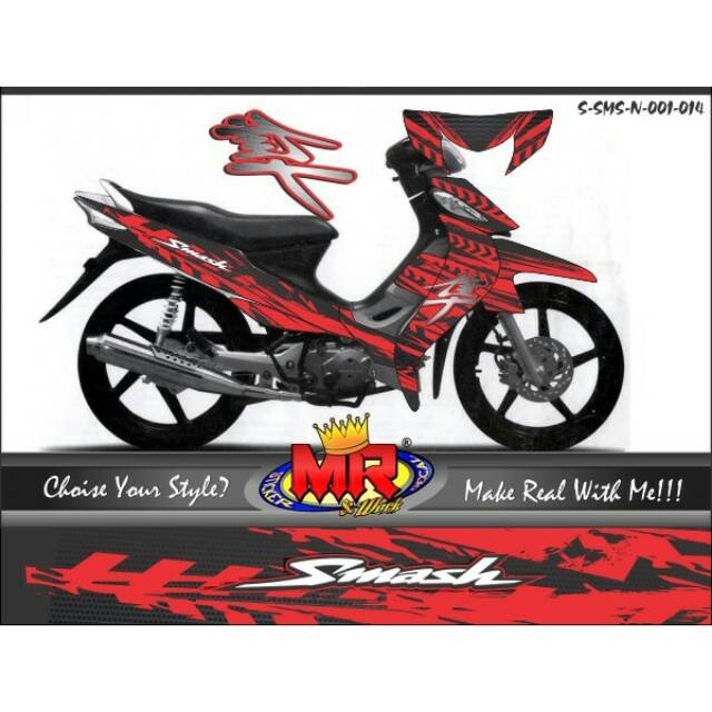Decal Dekal Smash New merah Stiker Sticker semi full desain keren suka-suka 05 spec A