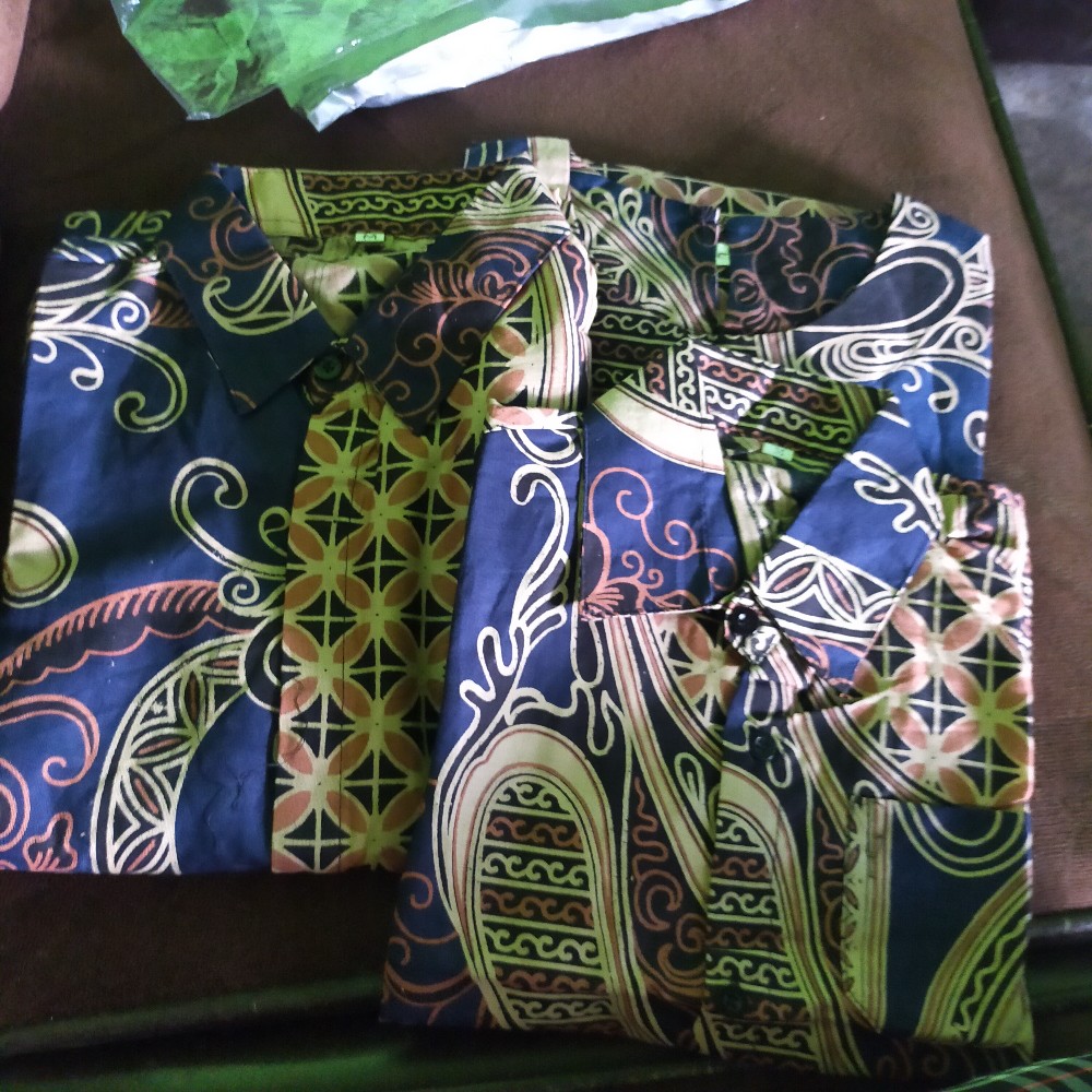 Batik Couple Keluarga Modern Sania Ruffle Ori Ndoro Jowi Dnt Motif  Banyu Mili Navy Termurah Shopee