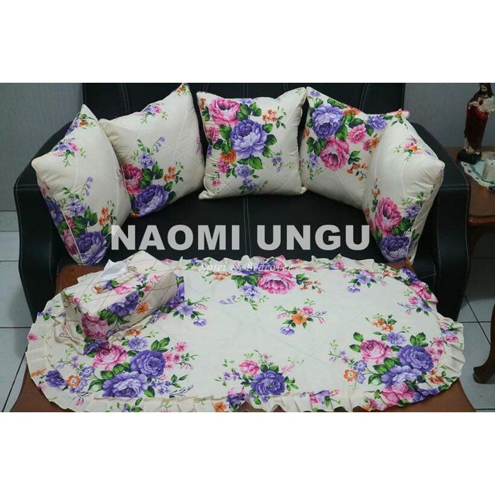 Set SBK Sarung Bantal Kursi/Sarung Bantal Sofa Motif Naomi Ungu