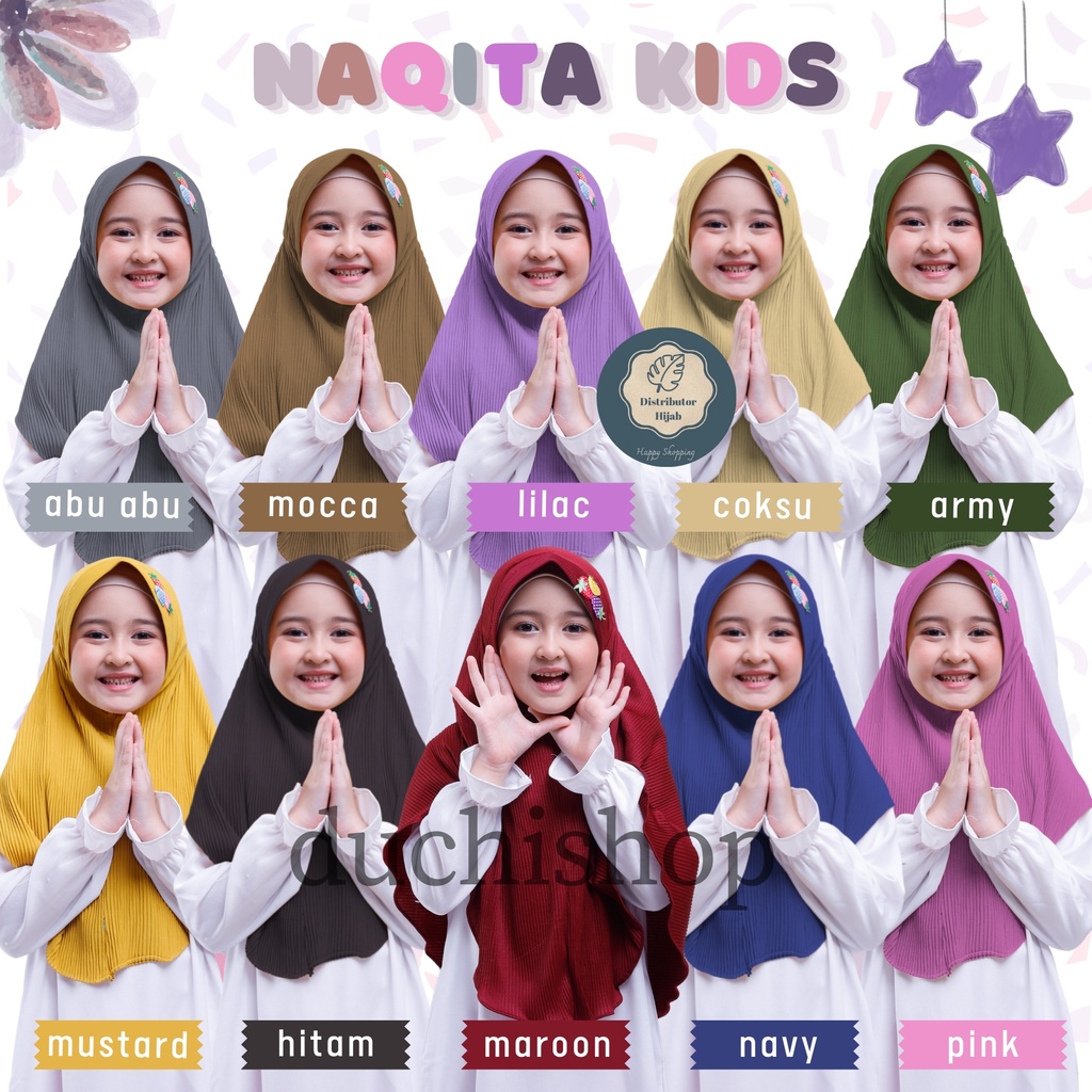 Jilbab plisket anak naqita kids jilbab afika jilbab anak hijab anak plisket usia 6-10 tahun jilbab i