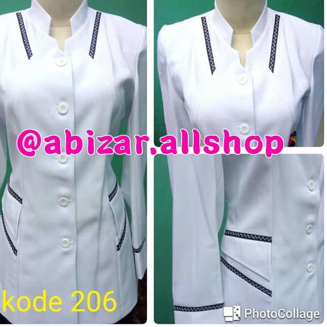Keluaran Terbaru.. BAJU BLAZER SERAGAM DINAS WASKAT PEMDA PNS GURU PDH WARNA PUTIH LIST HITAM KODE 2