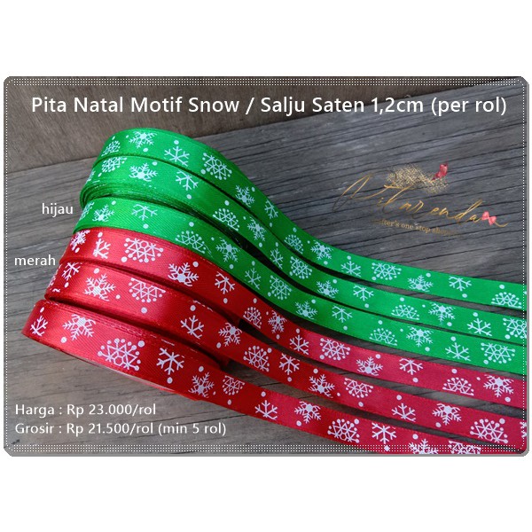 

GNATL-131 : Pita Natal Motif Snow / Salju Saten 1,2cm (per rol)