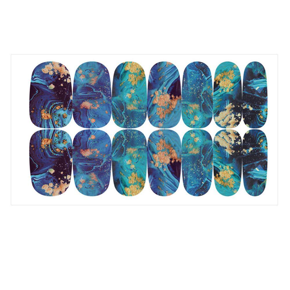 R-flower 1lembar Stiker Kuku Tips Cewek Bungkus Full Anti Air Motif Marmer