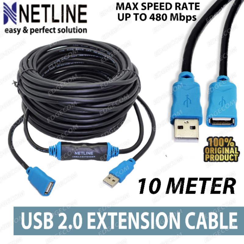 NETLINE Kabel USB 2.0 / USB 3.0 Extension Aktif / Extender Active 10 Meter