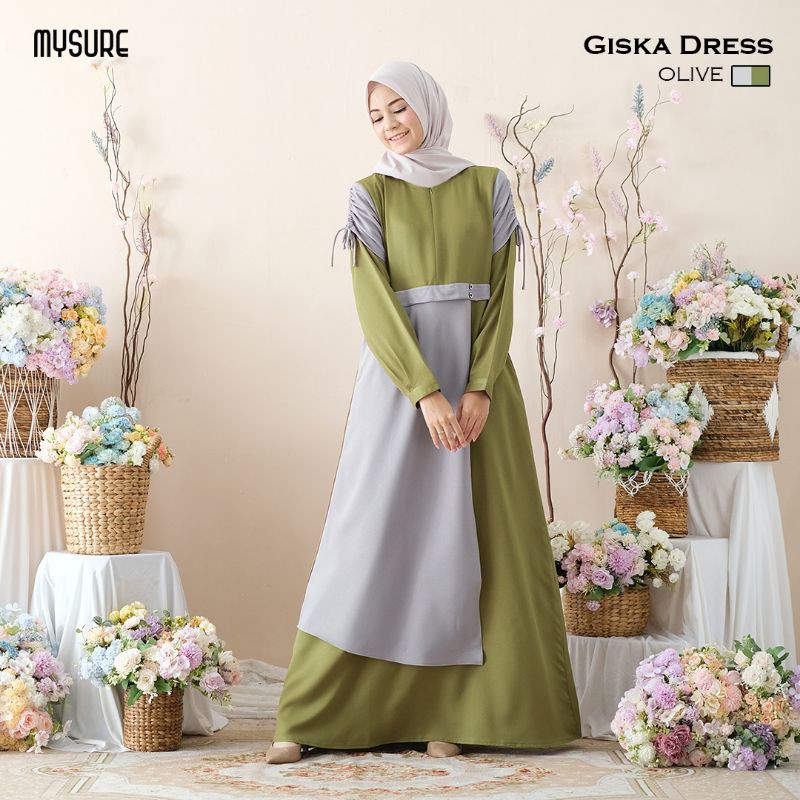 Two Tone Dress Baju Muslimah Syar'i Gamis Perempuan Dua Paduan Warna Size Lengkap