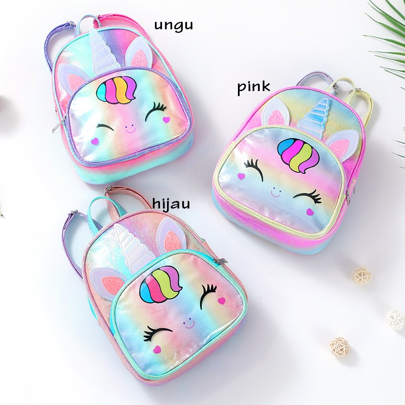 Tas Ransel Unicorn gradasi  shiny TU071 backpack anak perempuan sd paud tas punggung