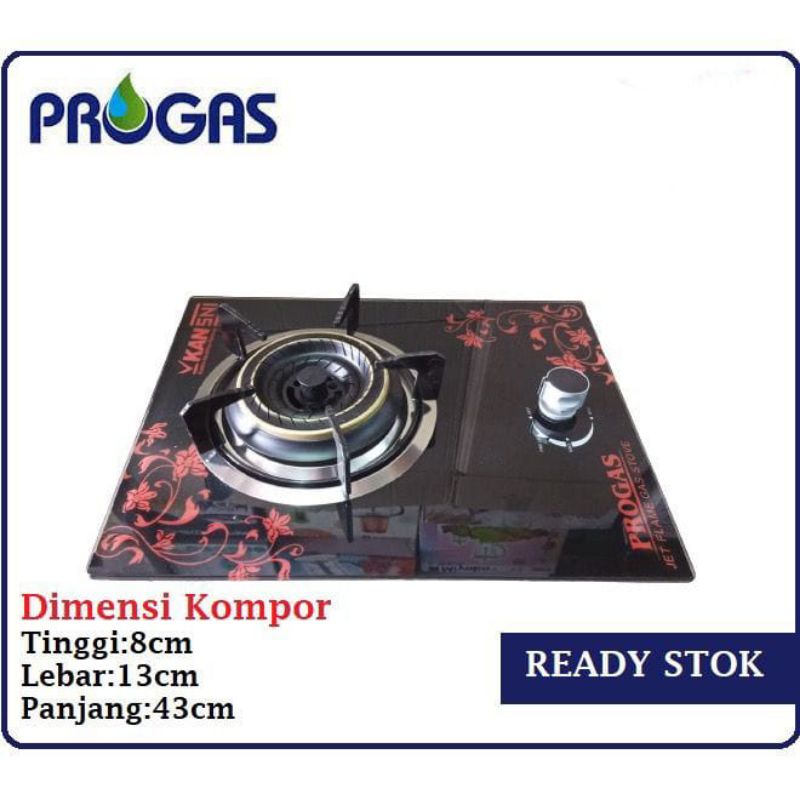 KOMPOR GAS KACA 1 TUNGKU PROGAS TEMPERED GLASS BISA TANAM &amp; TIDAK