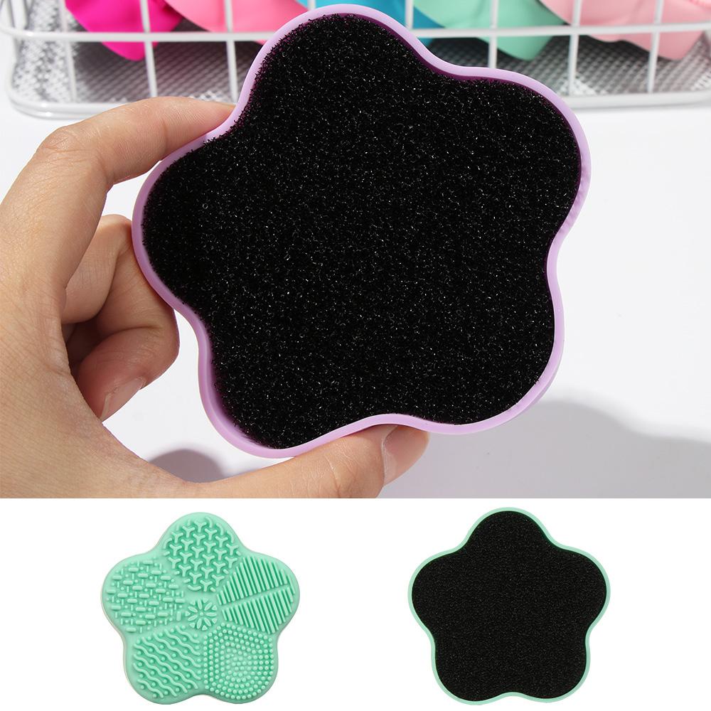 PINEAPPLE With Sponge Makeup Brush Cleaner Silicone Washing Tools Silicone Brush Cleaner Pad Scrubber Board Tool New Cleaning Mat Dry&amp; Wet Clean Make Up Washing Starfish/Multicolor