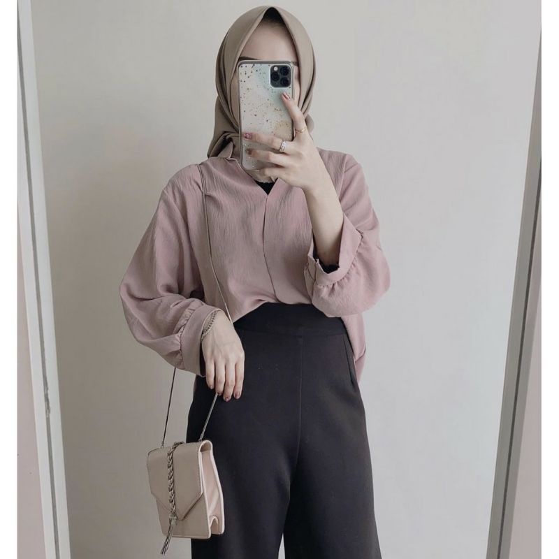 BLOUSE RAYON CRICLE BLOUSE POLOS LENGAN PANJANG BLOUSE WANITA BLOUSE KERJA BLOUSE KOREAN STYLE