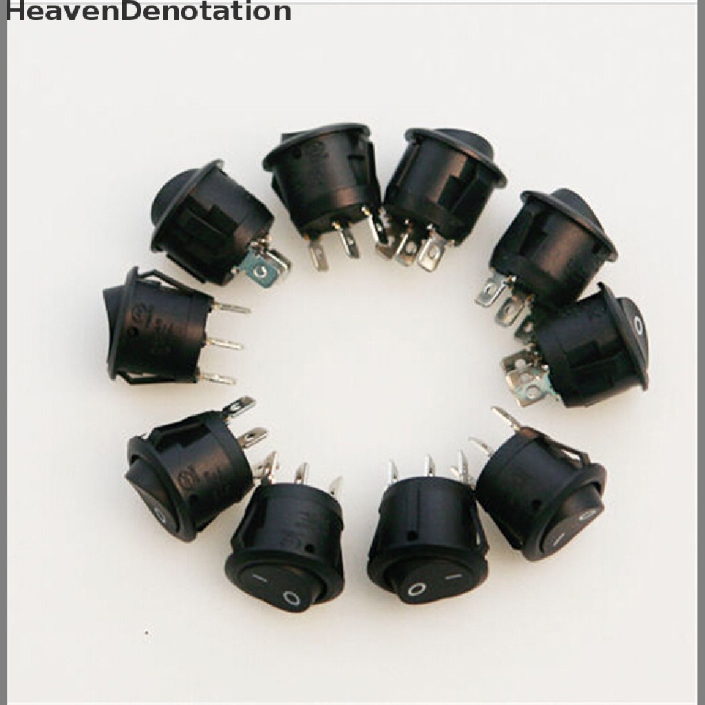 (Heavendenotation) 1pc Saklar Rocker Switch On-Off Spdt Bulat Mini 3 Pin Warna Hitam