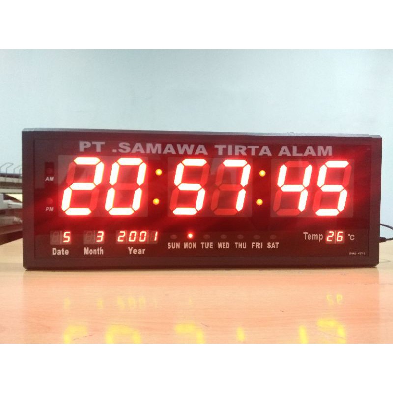 JAM DINDING DIGITAL Sonifer LED MERAH 48 x 19 cm SMS-4819 (+) FREE CUSTOM NAMA