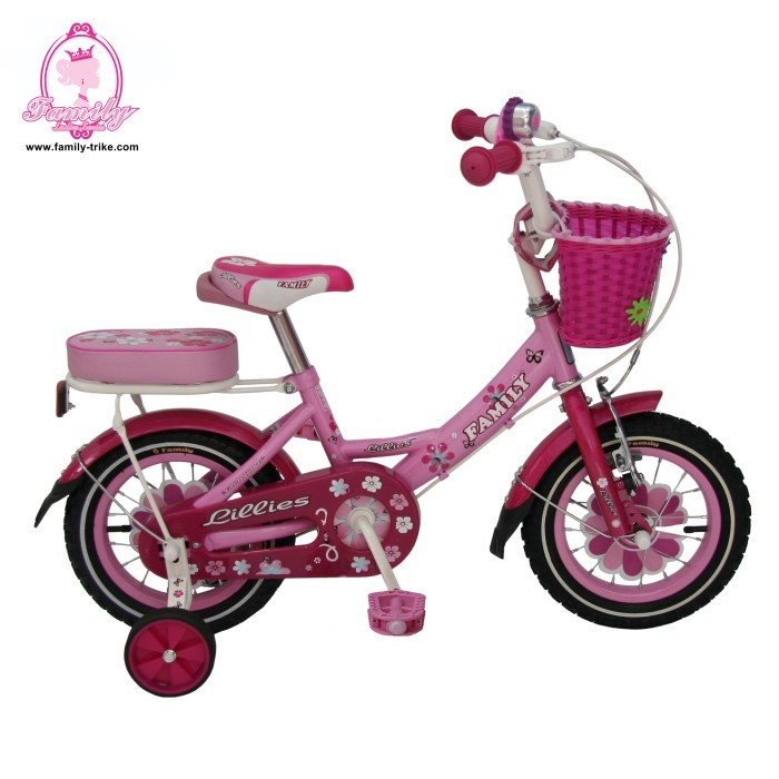 Sepeda Anak Cewek Roda 4 Family Lilies 16 inch Keranjang Boncengan Termurah SNI-2