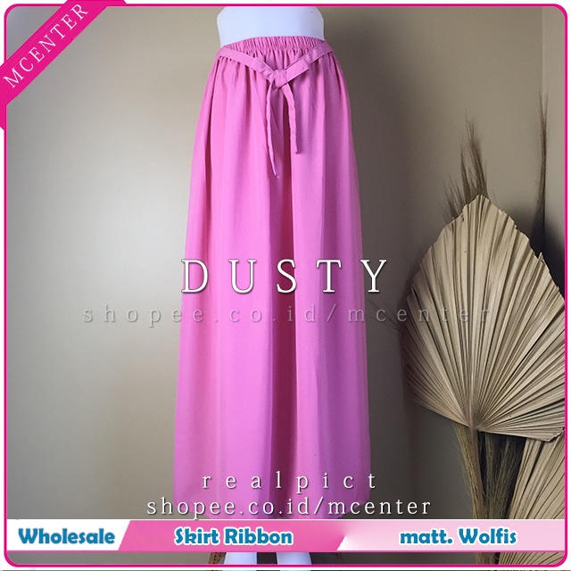 Rok Basic Pita bawahan wanita Wolfis best seller Skirt Ribbon Woolpeach