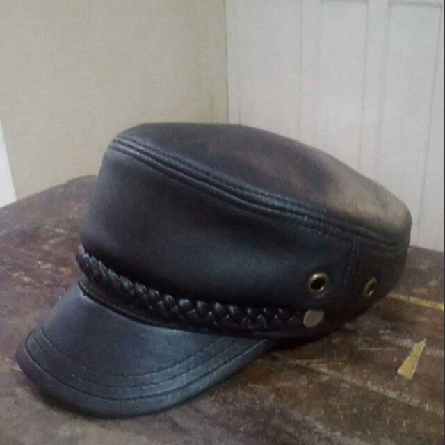 Topi kulit asli nahkoda kapal Model rajut