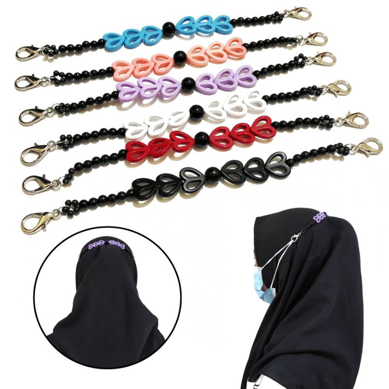 Konektor Masker Hijab Mask Connector Extender Pastel Love Ribbon Series
