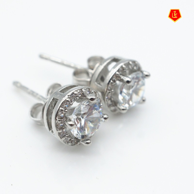 [Ready Stock]Simple Round Diamond Stud Earrings